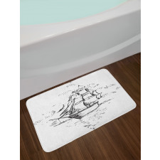 Sailboat Sketch Bath Mat