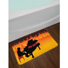 Pianist Man Playing on Flames Bath Mat