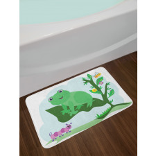 Childish Animals Floral Leaf Bath Mat