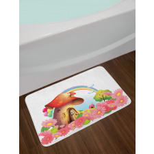 Mushroom House in Garden Bath Mat