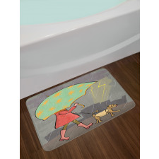 Lady Walking with Dog Bath Mat