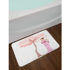 Woman Blossom Tree Bath Mat