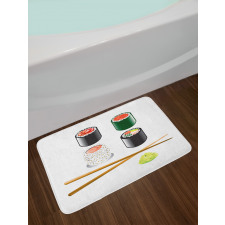 Japan Sushi and Chopsticks Bath Mat