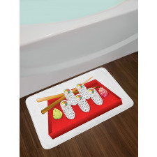 Japan California Rolls Plate Bath Mat