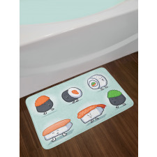 Funny Happy Sushi Characters Bath Mat