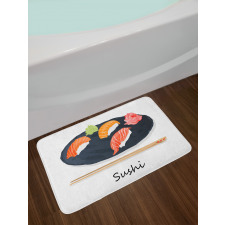 Sushi Text and Japan Plate Bath Mat