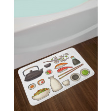 Japan Teapot Sakura Sushi Bath Mat