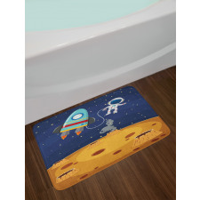 Cartoon Design Space Theme Bath Mat