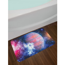 Vivid Nebula and Planet Art Bath Mat