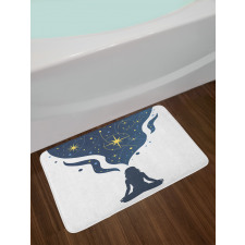 Woman Yoga with Starry Smoke Bath Mat