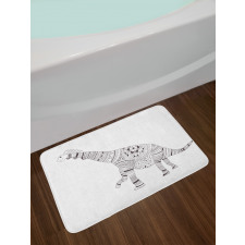 Monochrome Zentangle Dinosaur Bath Mat