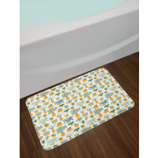 Tropical Blossom in Pots Bath Mat