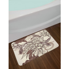 Bird Flowers Pattern Bath Mat