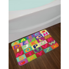 ABC and Fruits Squares Bath Mat