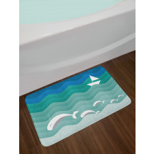 Nautical Paper Boat Bath Mat