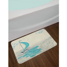 Cloudy Sailing Boat Bath Mat