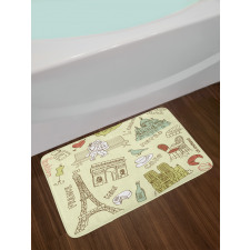 Paris Theme Elements Bath Mat