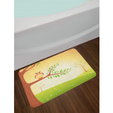 Wise Bird Cartoon Art Bath Mat