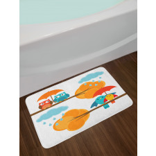 Autumn Cloud Bird Cartoon Bath Mat