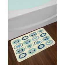 Flowers Apples in Circles Bath Mat