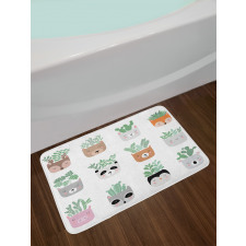 House Plant in Animal Pots Bath Mat