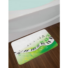 Piano Keys Green Curvy Bath Mat