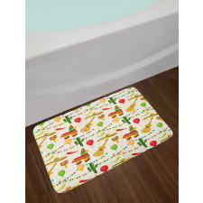 Mexican Folk Elements Bath Mat