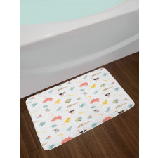 Animals Map and Foliage Bath Mat