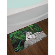 White Tiger in Jungle Bath Mat