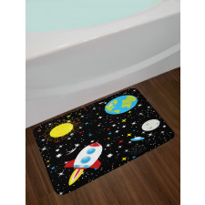 Stars Earth Moon Rocket Bath Mat