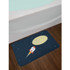 Flying Rocket and Moon Bath Mat