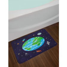 Celestial Cartoon Earth Bath Mat