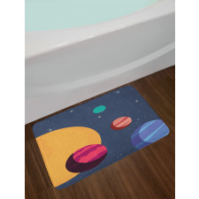 Cartoon Colorful Planets Bath Mat