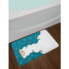 Girl Oceanic Hairstyle Bath Mat