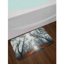 Autumn Sky and Leaves Bath Mat