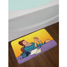 Pop Art Businesswoman Bath Mat