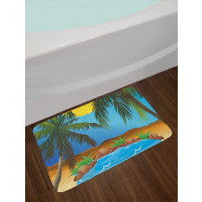 Big Palm Leaves Wild Outdoors Bath Mat