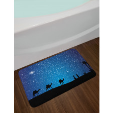 3 Camels Walking at Night Bath Mat