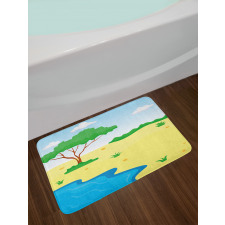 Cartoon Style Little Pond Bath Mat