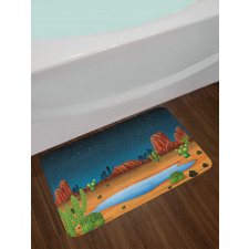 Cactus Plants Starry Sky View Bath Mat