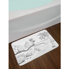 Pencil Sketch Outline Drawing Bath Mat