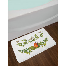 Leafy Branches Butterflies Bath Mat