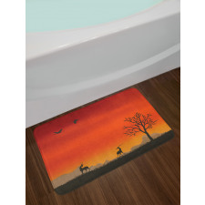 Tree and Animals Landscape Bath Mat