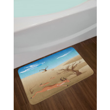 Animals and Bare Trees Bath Mat