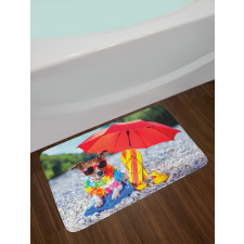 Funny Hawaiian Dog Beach Bath Mat