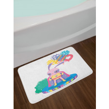 Rabbit in Hero Costume Bath Mat