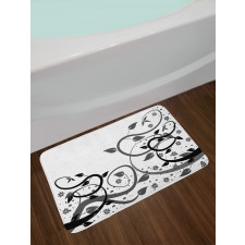 Grey Tones Abstract Leaves Bath Mat