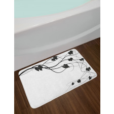 Monotone Abstract Leaves Art Bath Mat