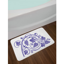 Monotone Grapes Leaves Art Bath Mat