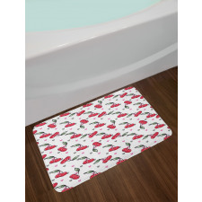 Fruits on Bicolour Hearts Bath Mat